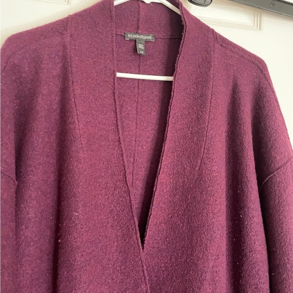 Eileen fisher 100% wool purple open cardigan women’s large - Picture 3 of 10